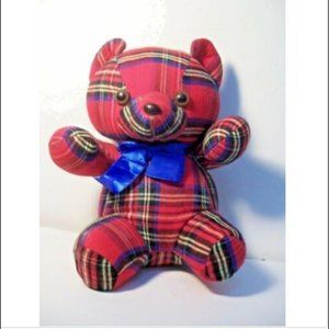 Tartan Plaid Bear Vintage Stuffed Animal Plush Toy